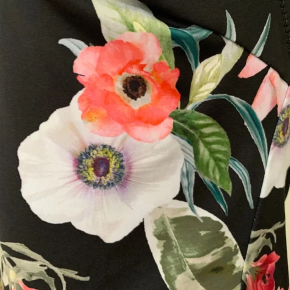 H&M Floral Swimsuit One-piece Bathing Suit Low Cut Halter Cheeky Flower Print 10 - Picture 7 of 8